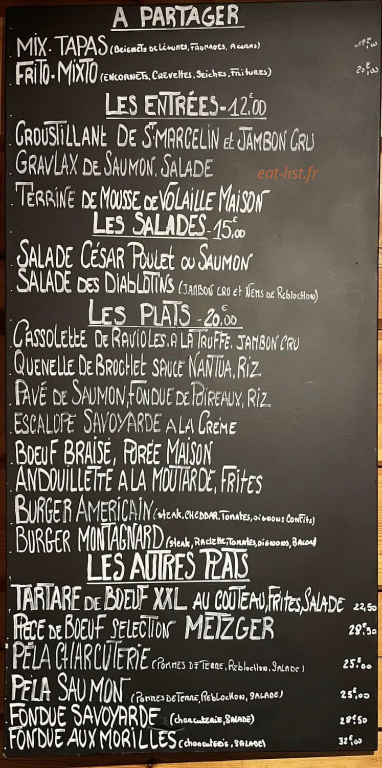 Les diablotins à La Ravoire - menu et photos