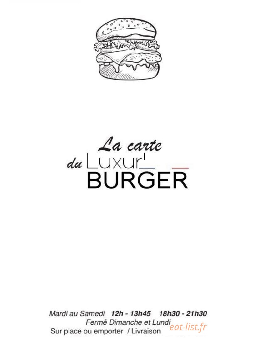 Luxur’ Burger — carte page 1