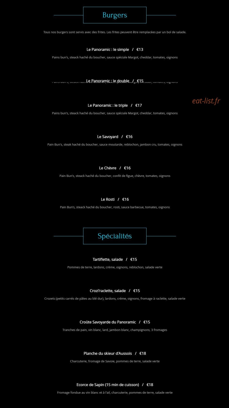 Le Panoramic — carte page 2