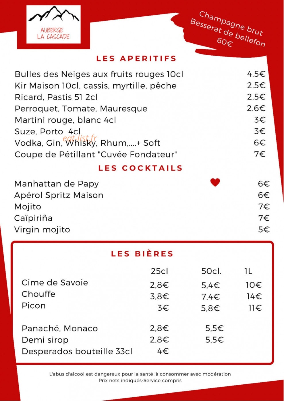 Auberge La Cascade — carte page 3