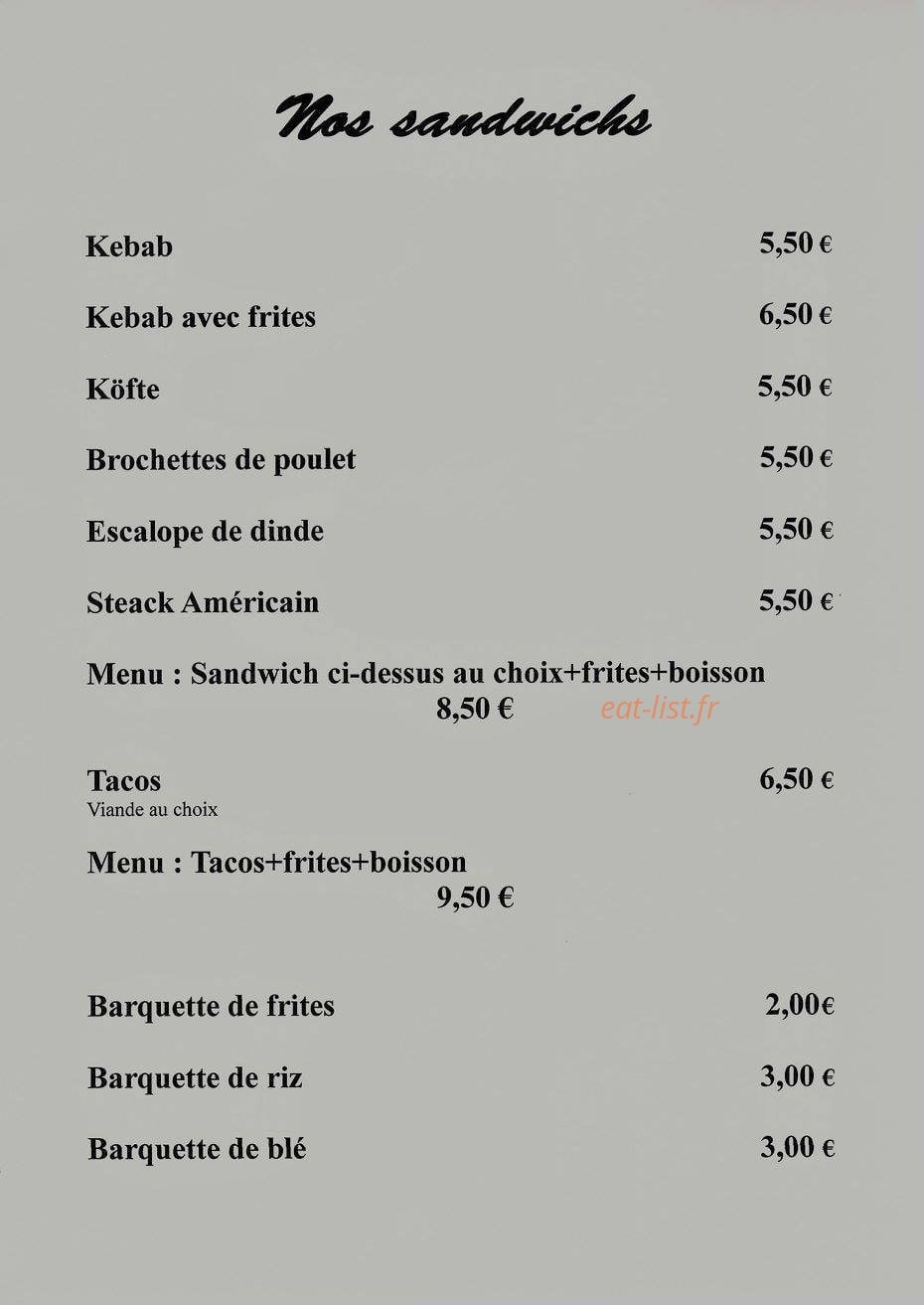 Restaurant l'International — carte page 2