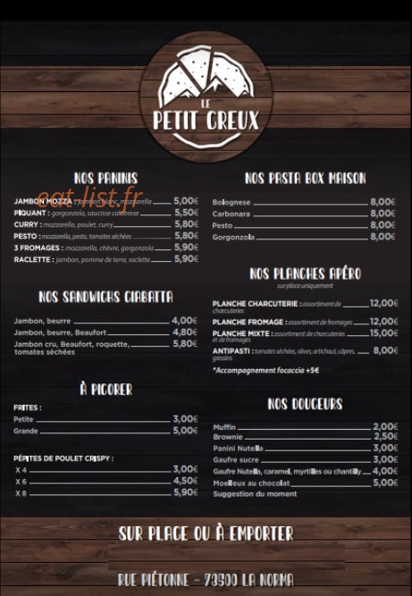 Le Petit Creux — carte page 1