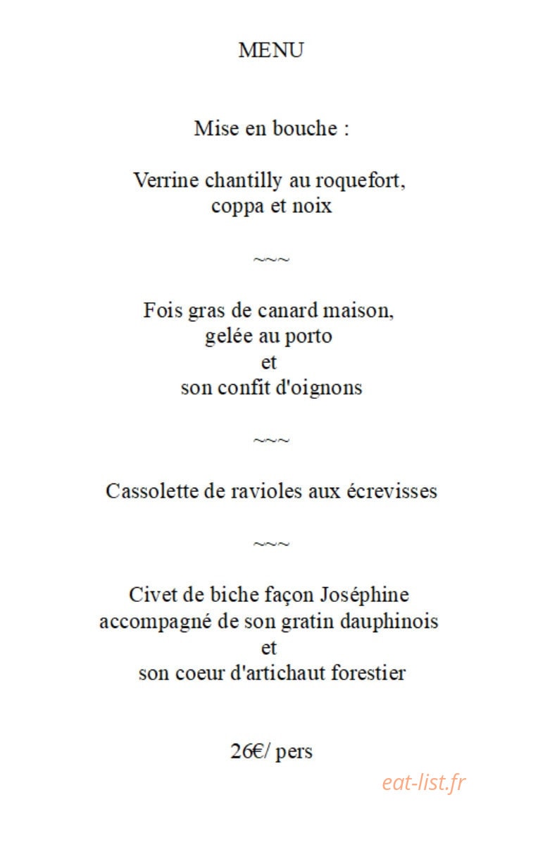Au Temps de Josephine — carte page 1