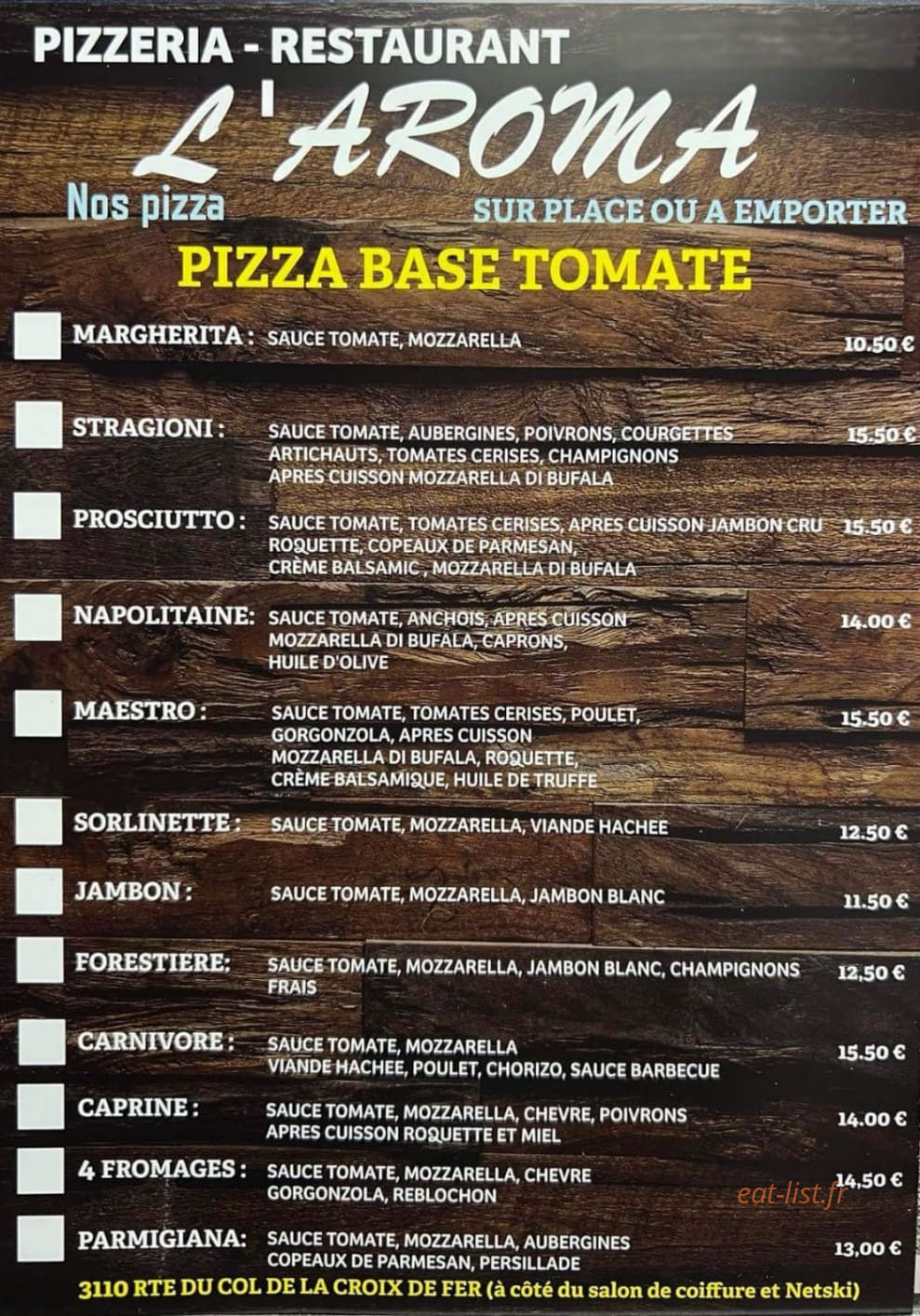 L'Aroma — carte page 2