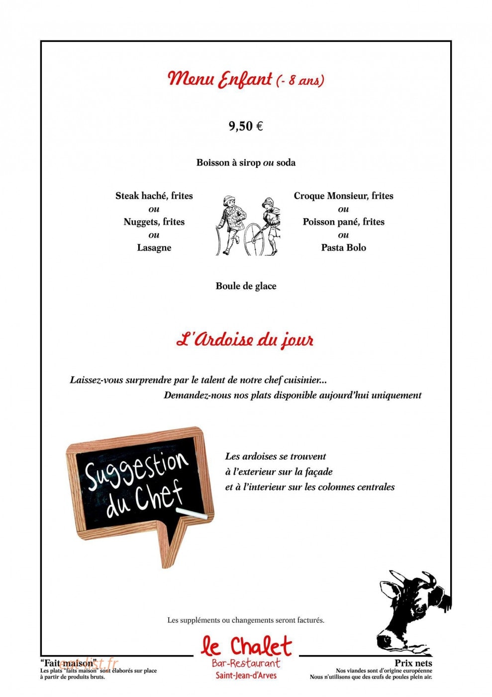 Le Chalet — carte page 2