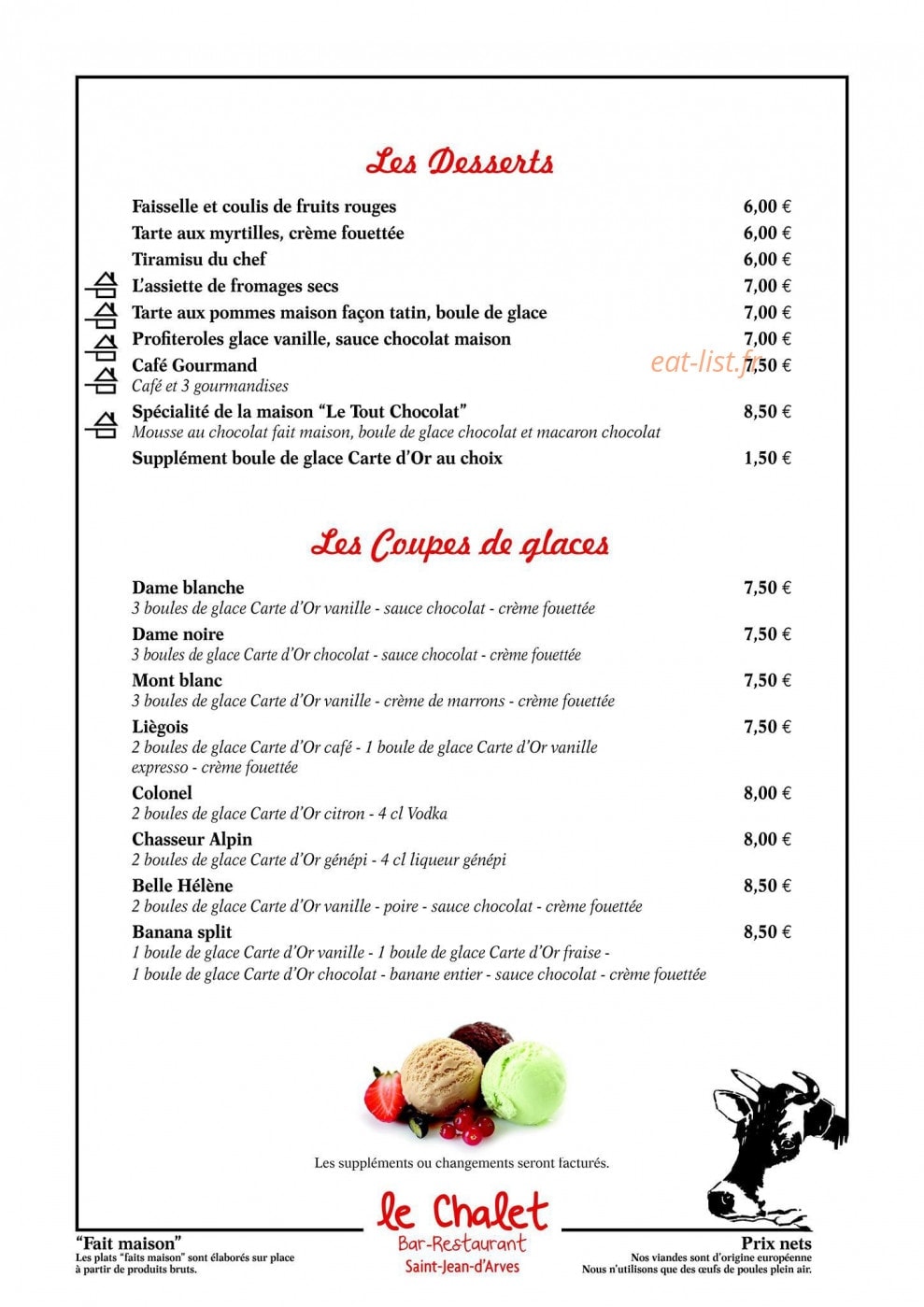 Le Chalet — carte page 4