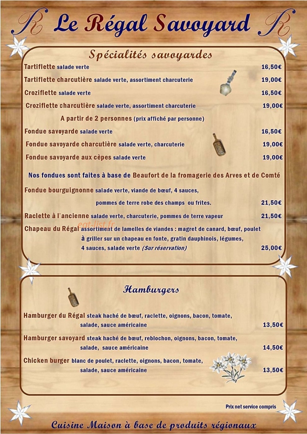 Le Régal Savoyard — carte page 2