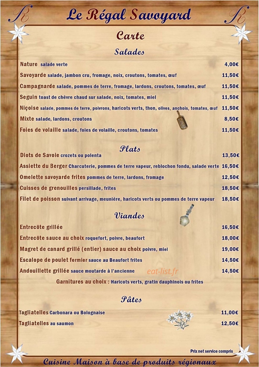 Le Régal Savoyard — carte page 1