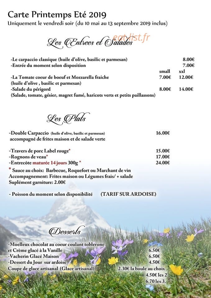 Restaurant de la gare — carte page 1