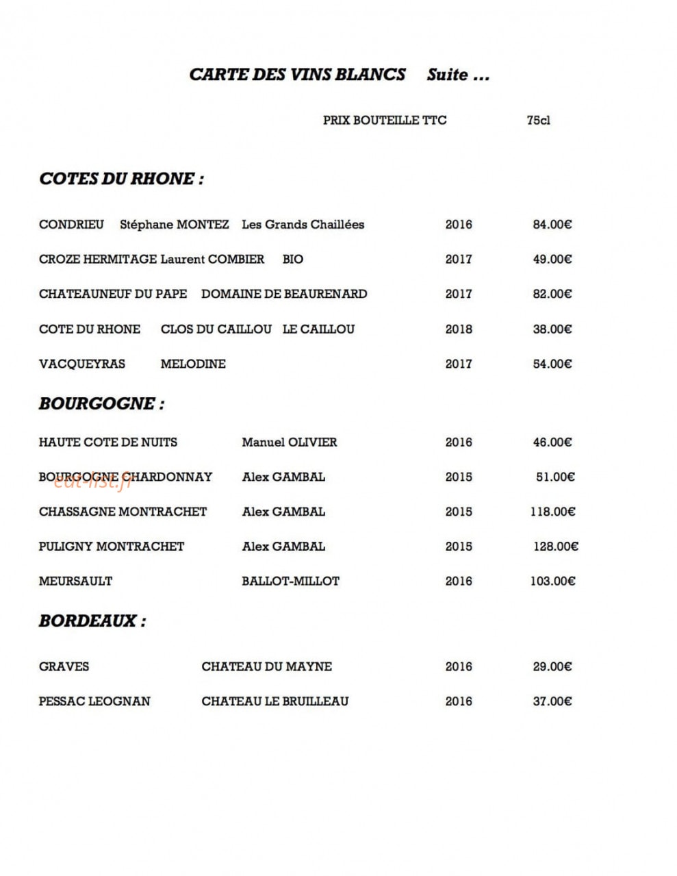 Restaurant Marius — carte page 3
