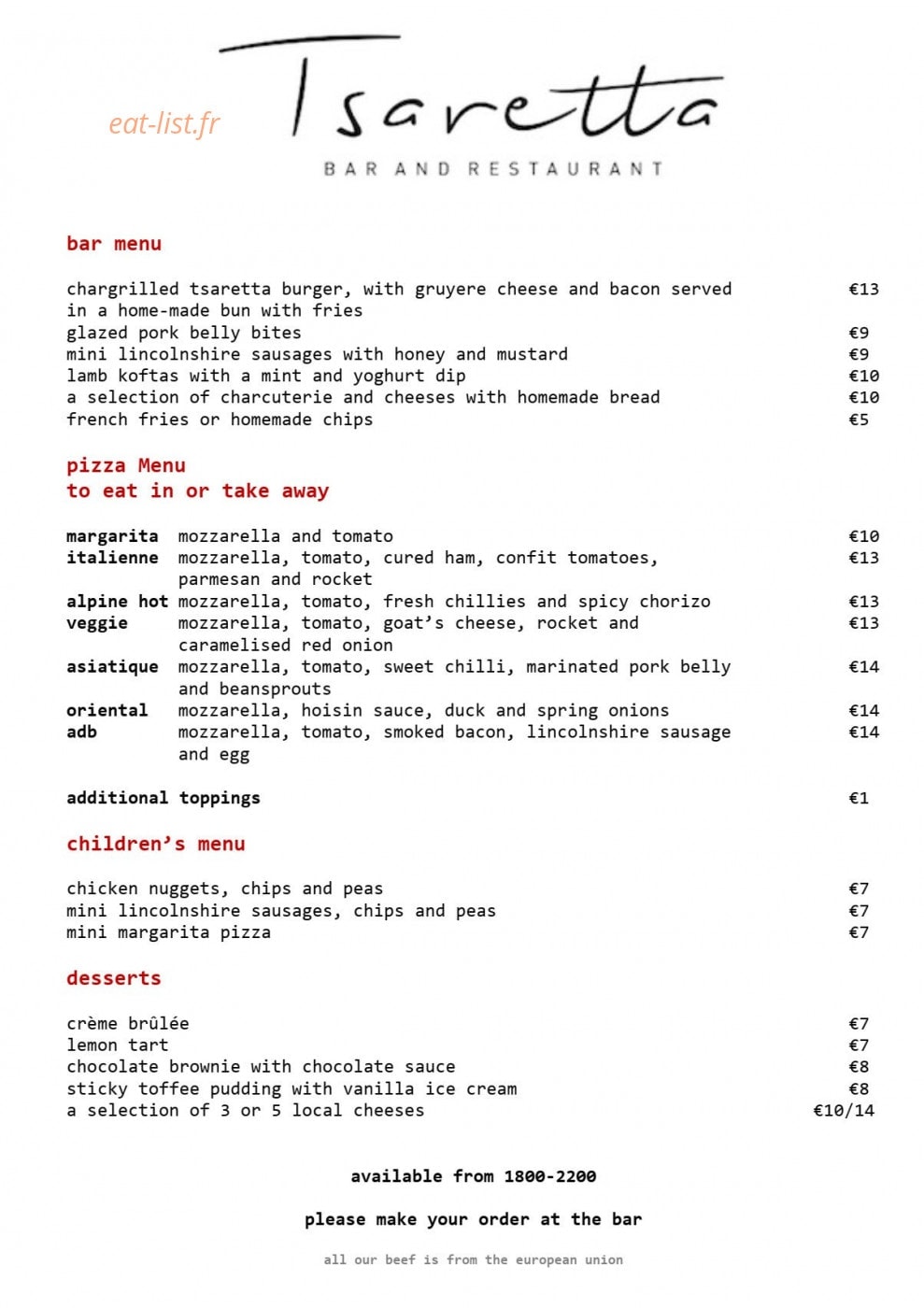 Tsaretta — carte page 1