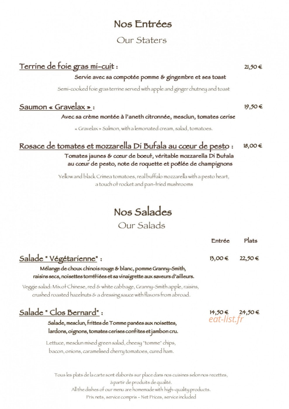 Le Clos Bernard — carte page 2