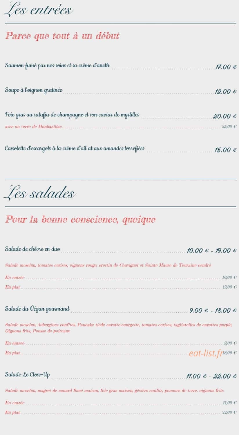 Le Close-Up — carte page 2