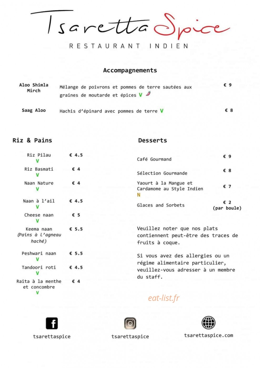 Tsaretta Spice — carte page 1