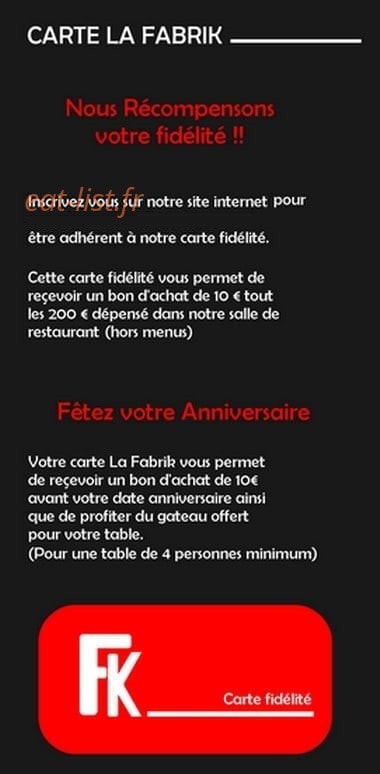 La Fabrik — carte page 2