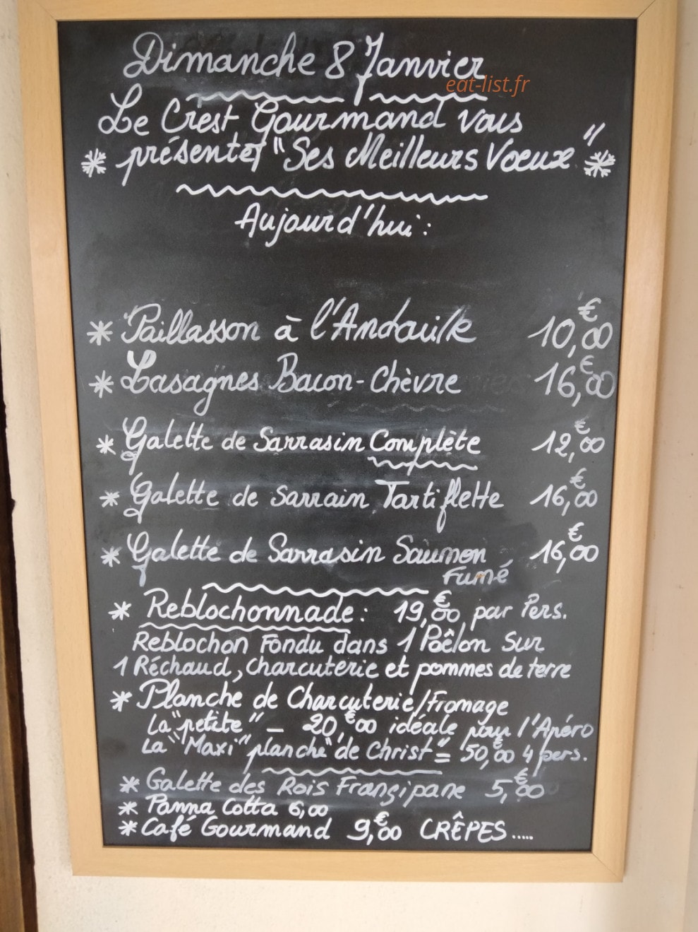 Le Crest Gourmand — carte page 1