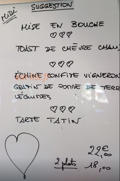 Restaurant Coeur Alpin — carte page 1