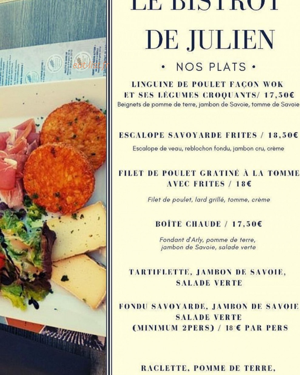 Le Bistrot de Julien — carte page 1