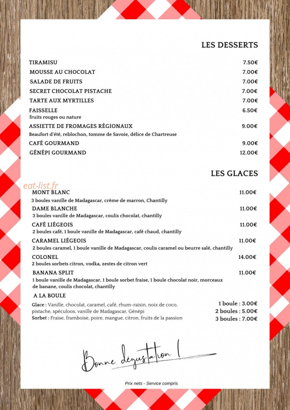 Café De L'auberge — carte page 3