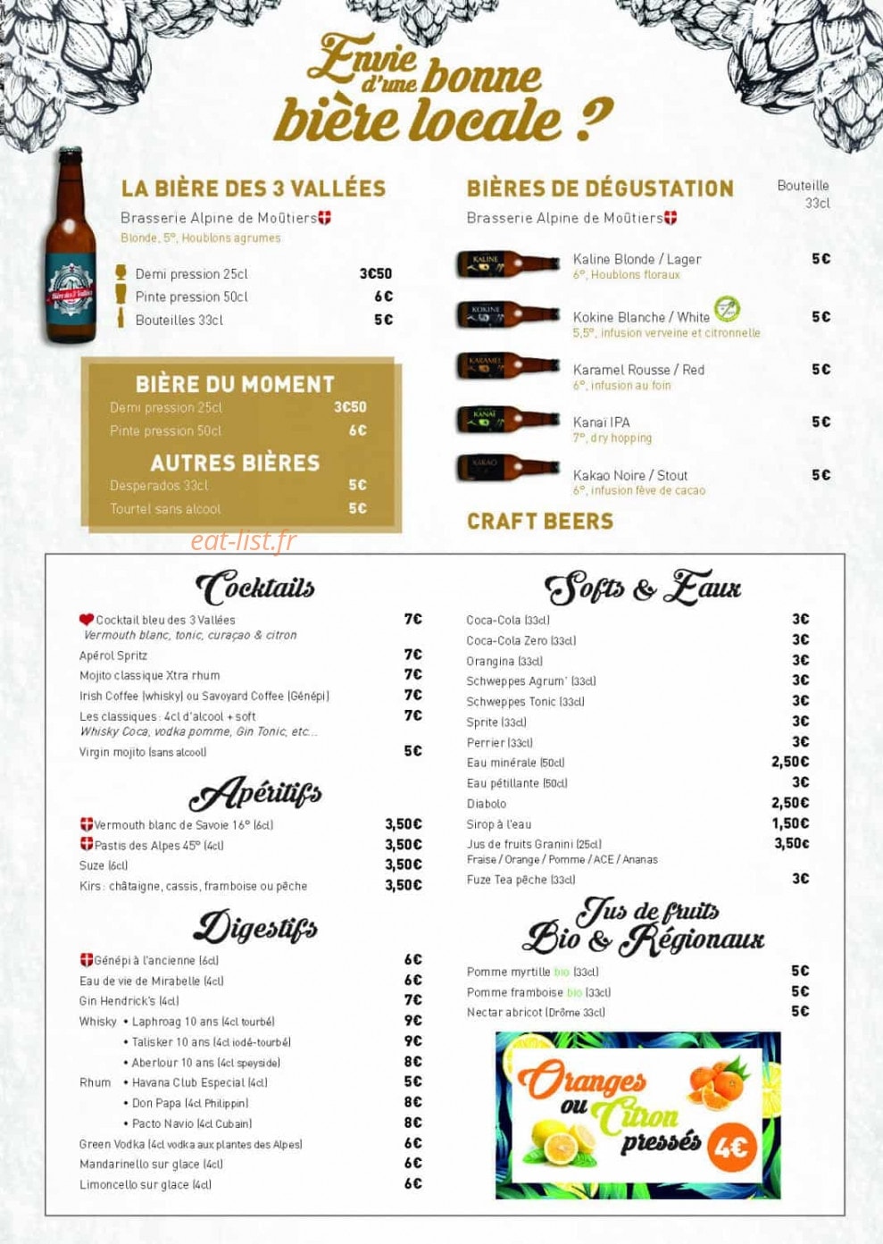 Les 3 Vallées Café — carte page 6