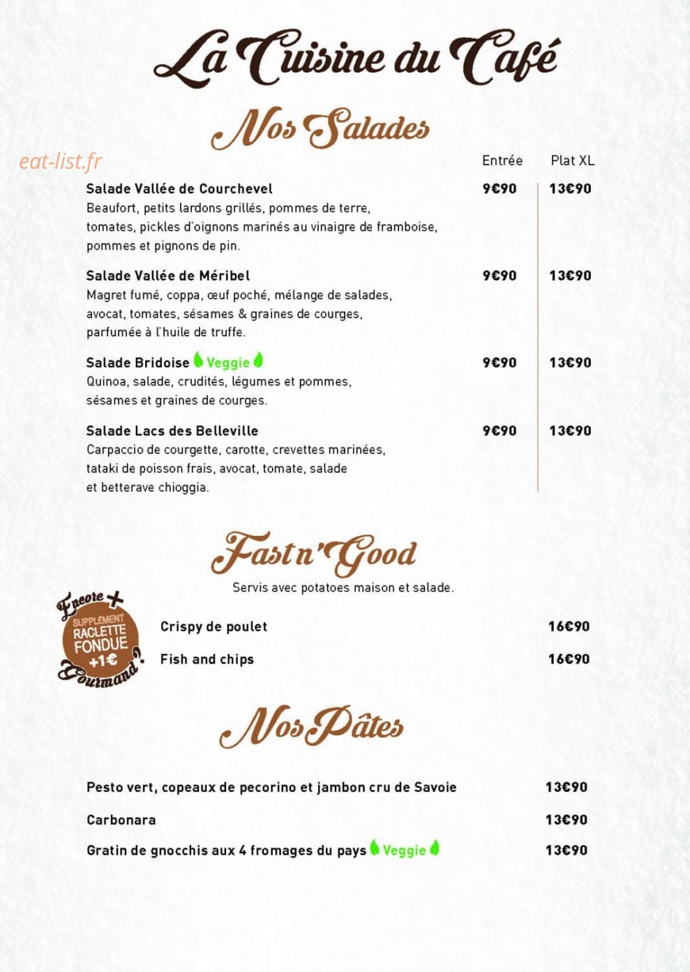 Les 3 Vallées Café — carte page 1
