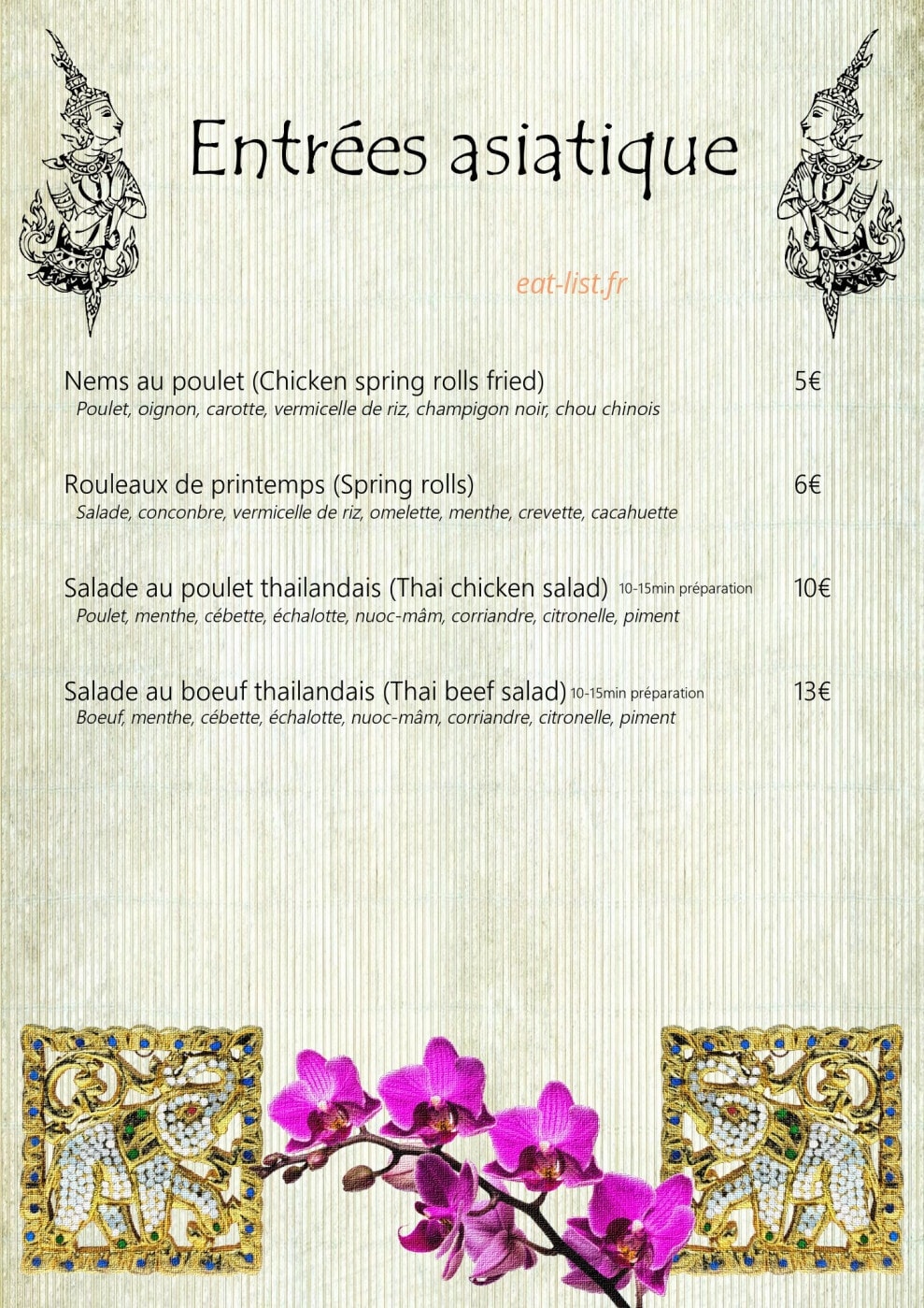 Maï Thaï — carte page 1