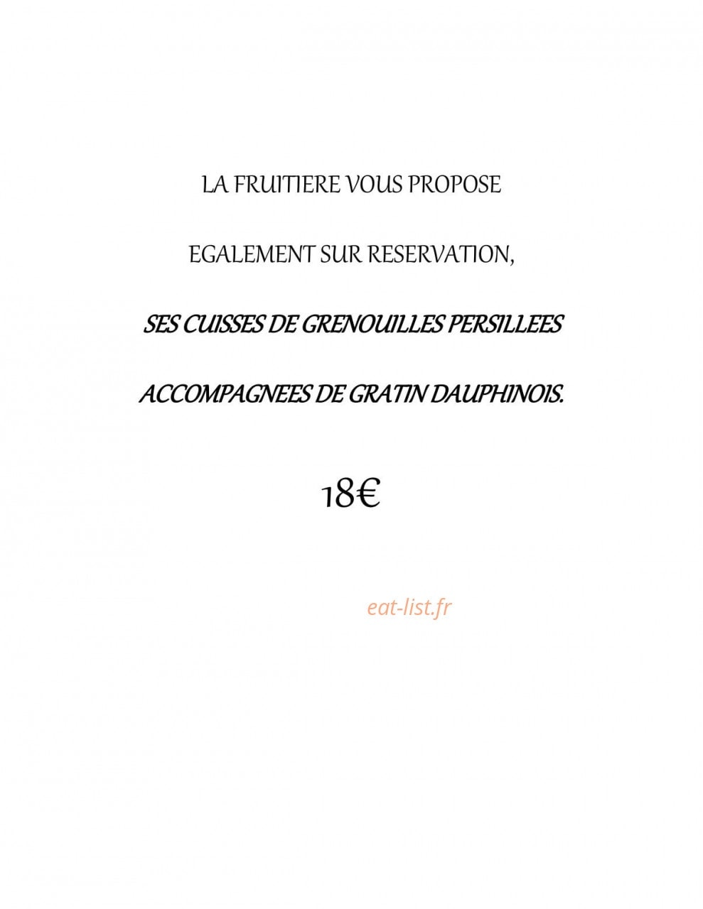 La Fruitière — carte page 1