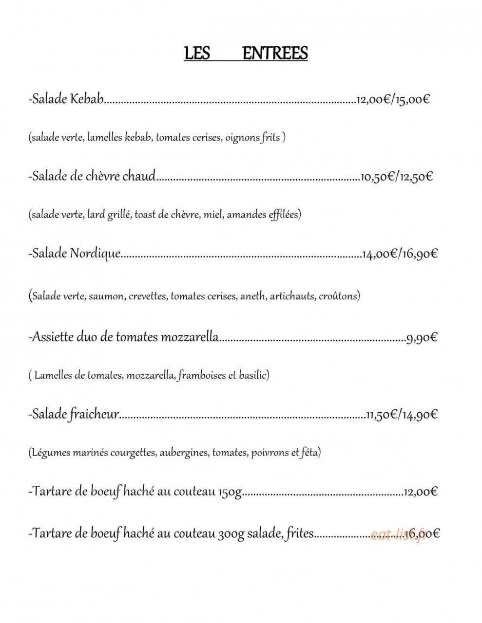 La Fruitière — carte page 3