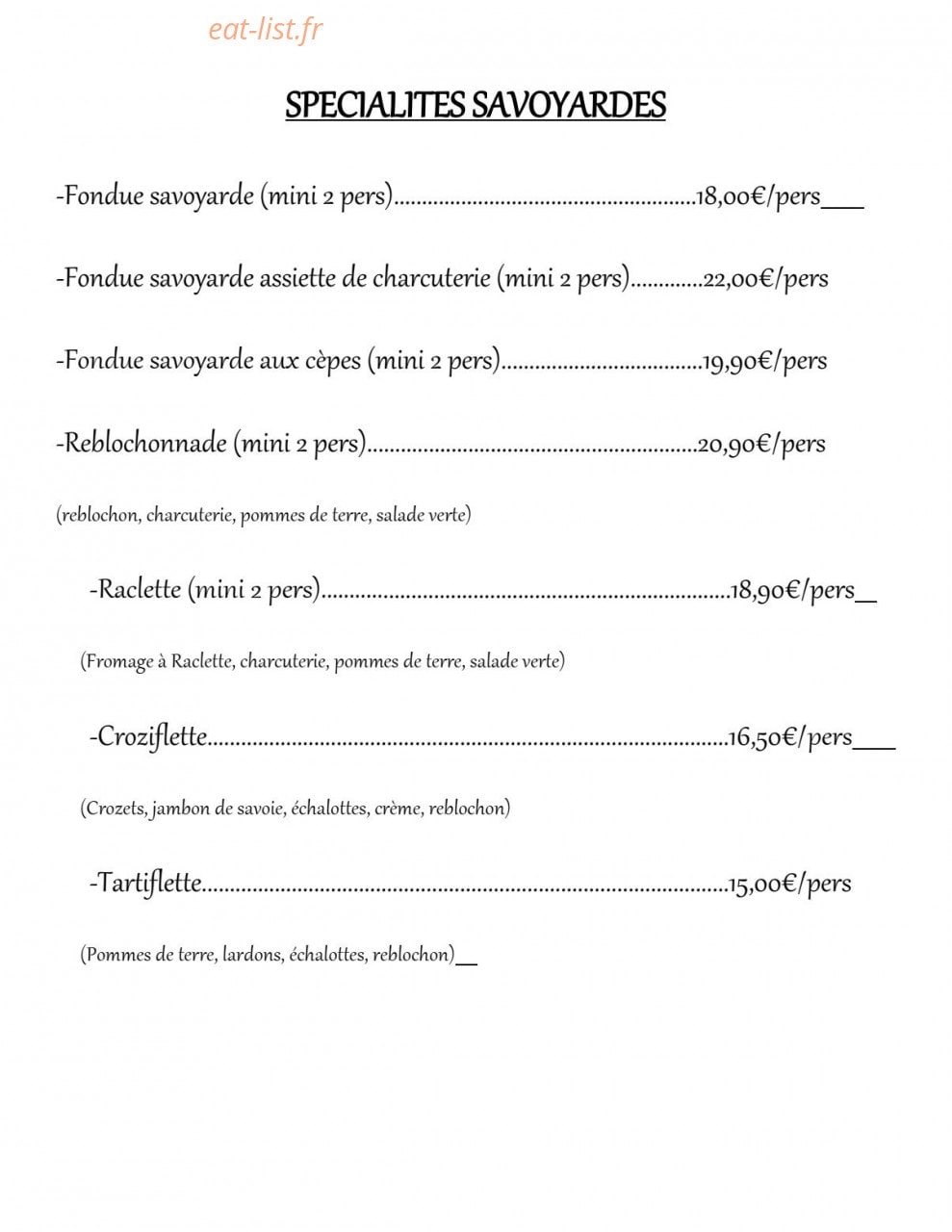 La Fruitière — carte page 5