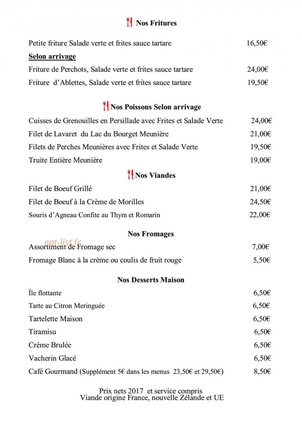Le Beau Rivage — carte page 2