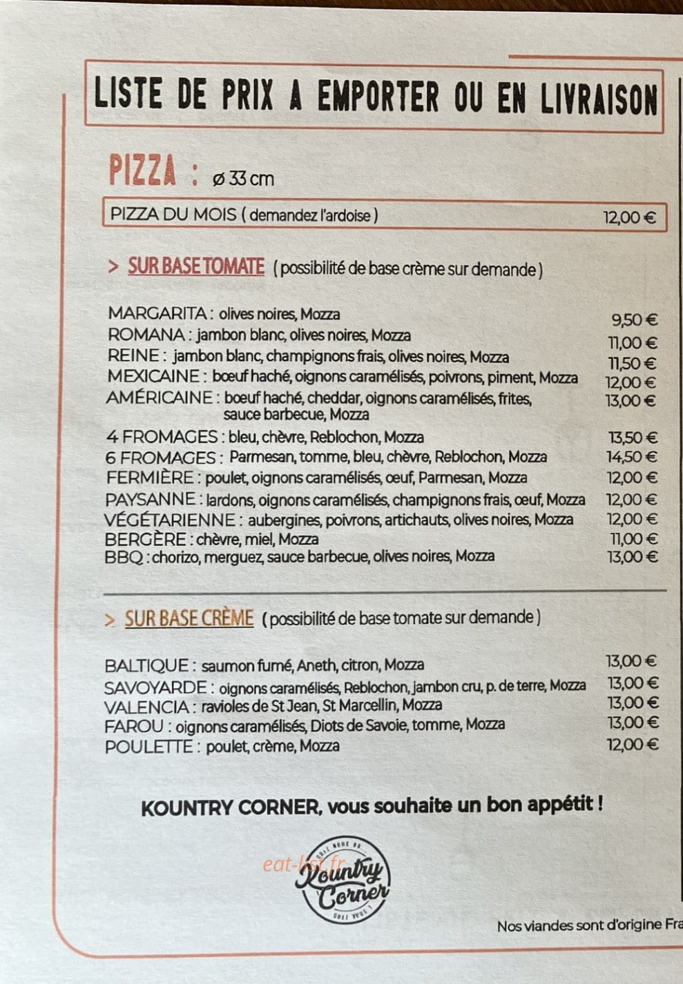 Kountry Corner — carte page 3