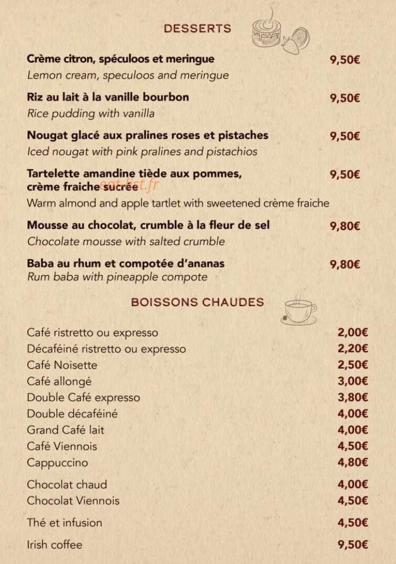 Le Bistrot 1951 — carte page 6