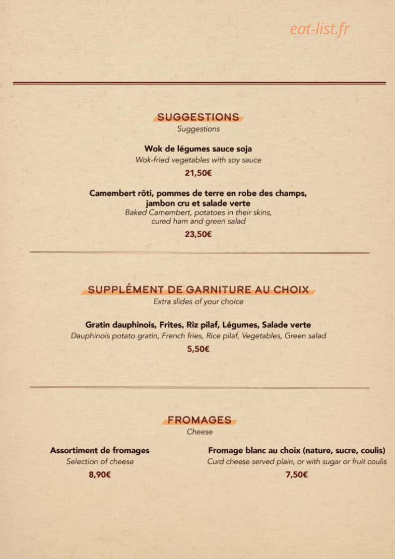 Le Bistrot 1951 — carte page 3