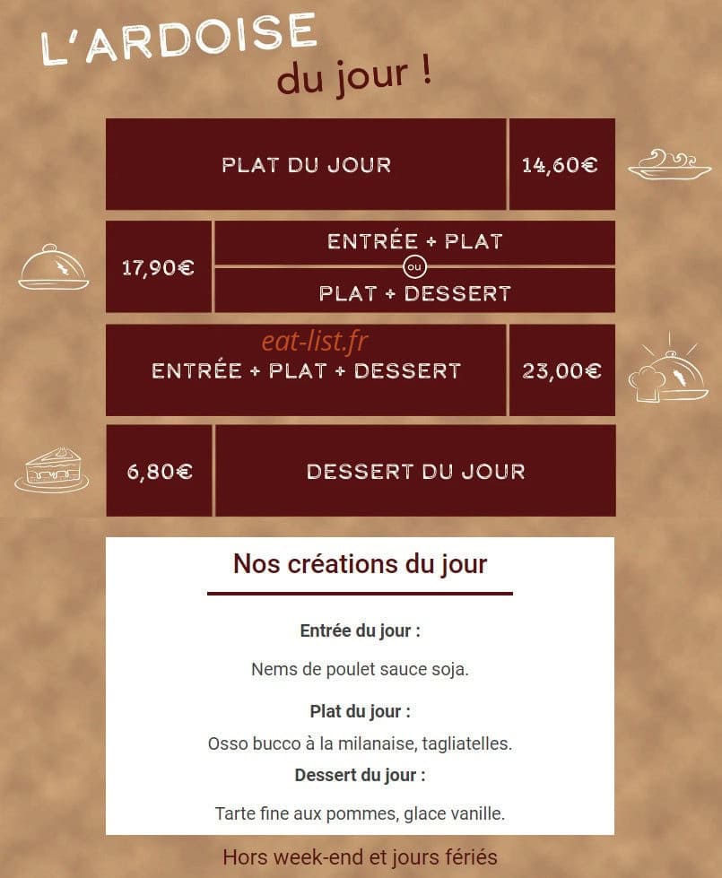 Le Bistrot 1951 — carte page 1