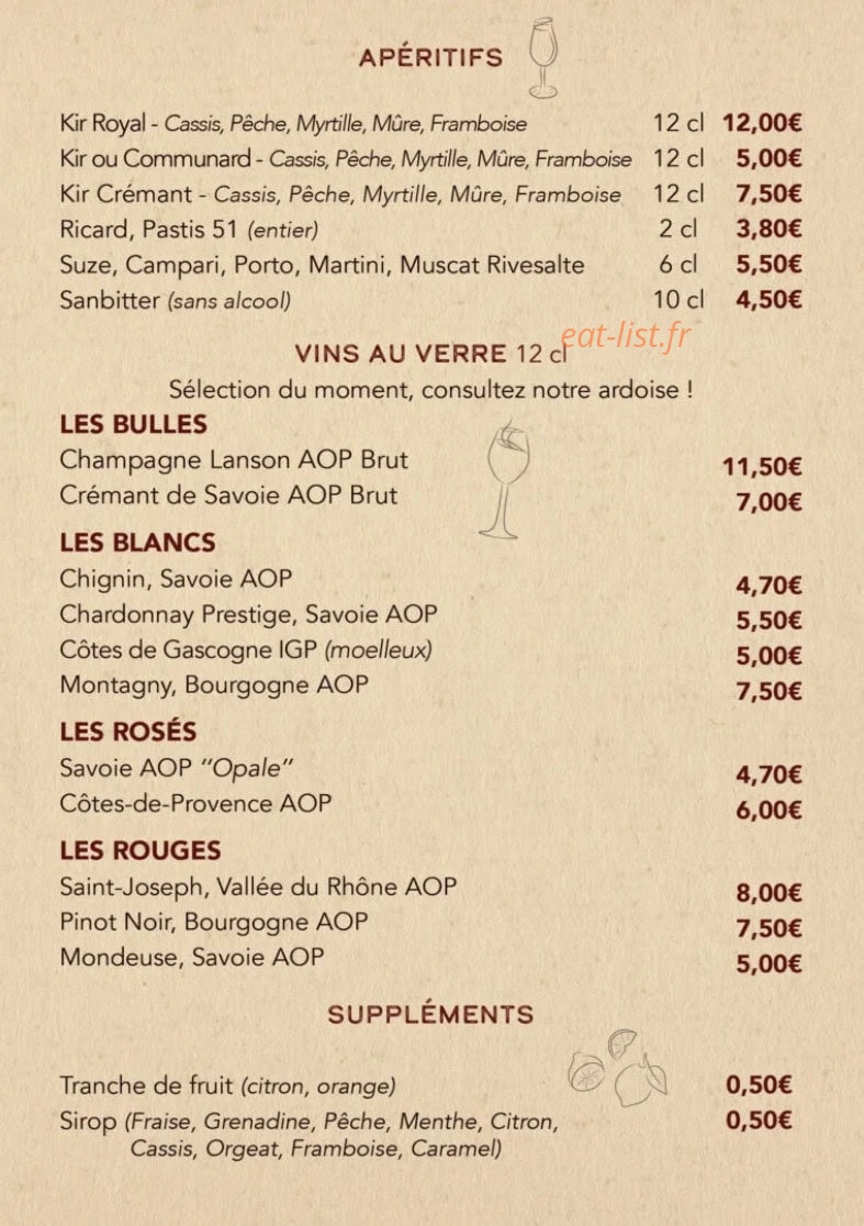 Le Bistrot 1951 — carte page 9