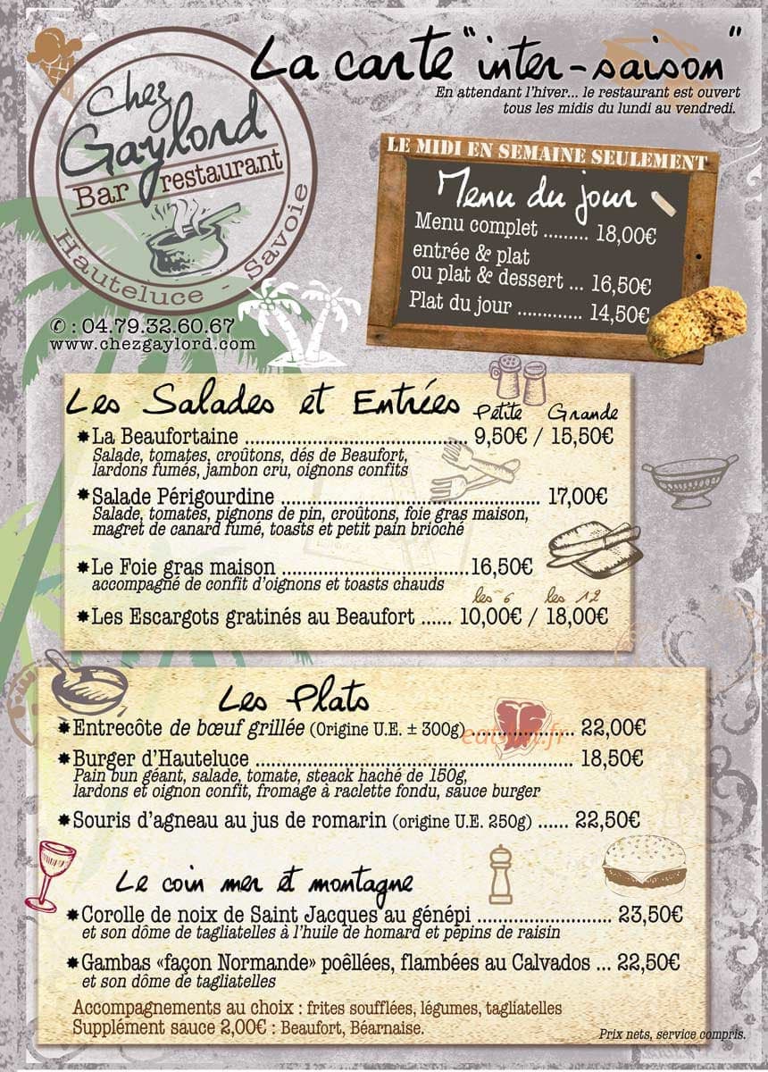Chez Gaylord — carte page 1