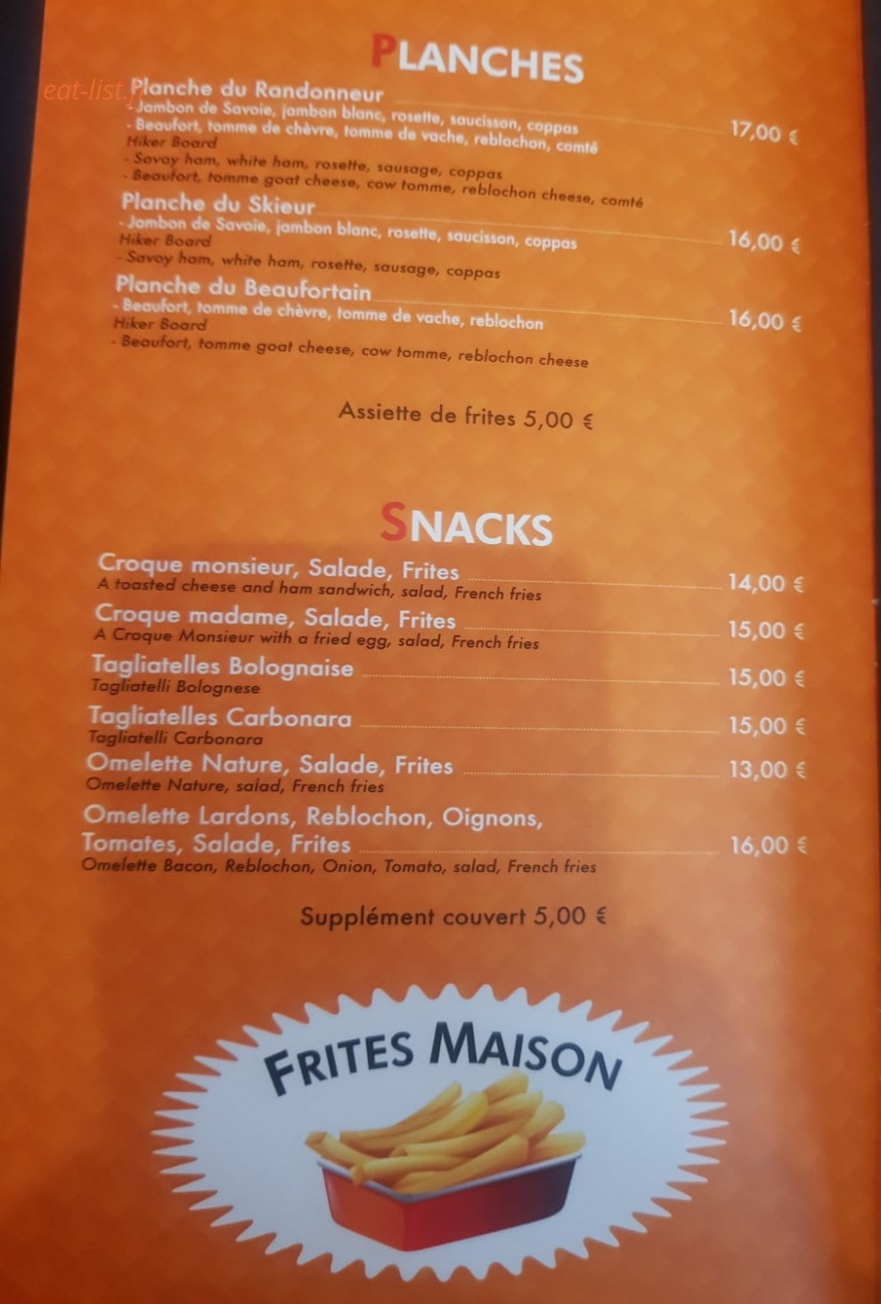 Rest'o Saisies — carte page 2