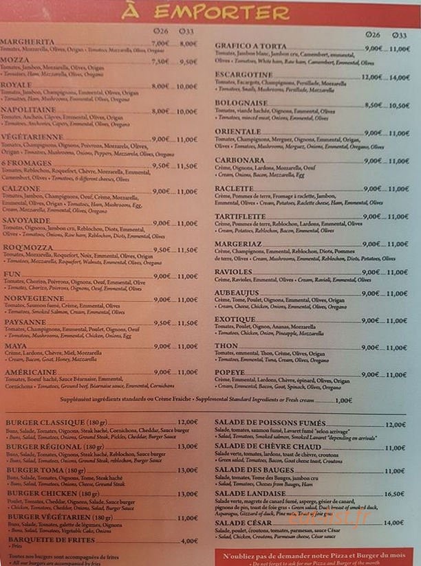 Au beau jus — carte page 1