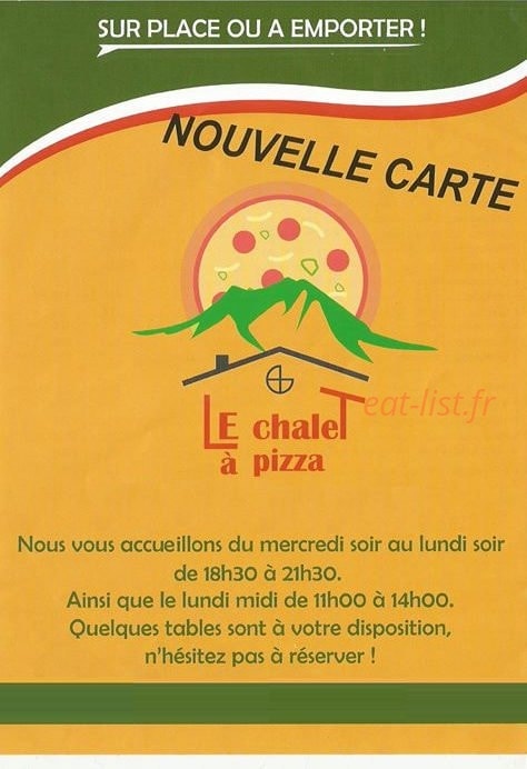 Le Chalet à pizza — carte page 1