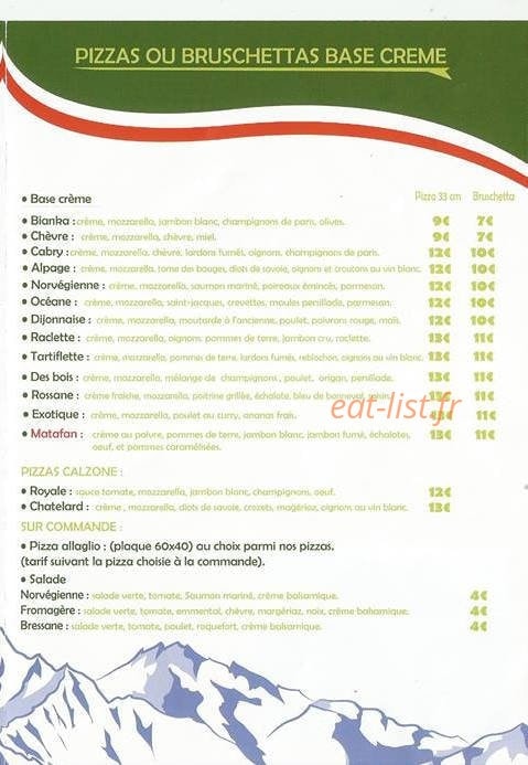 Le Chalet à pizza — carte page 3
