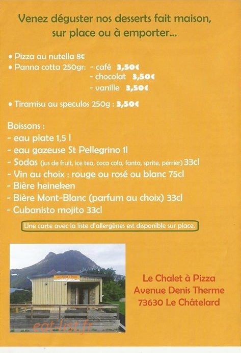 Le Chalet à pizza — carte page 4