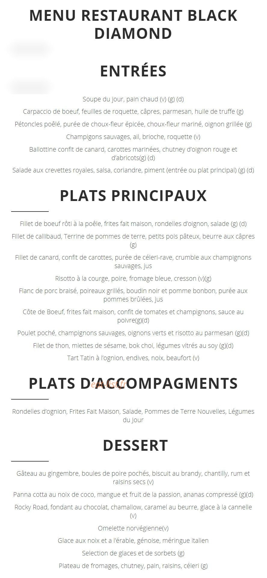 Black Diamond Lodge — carte page 1