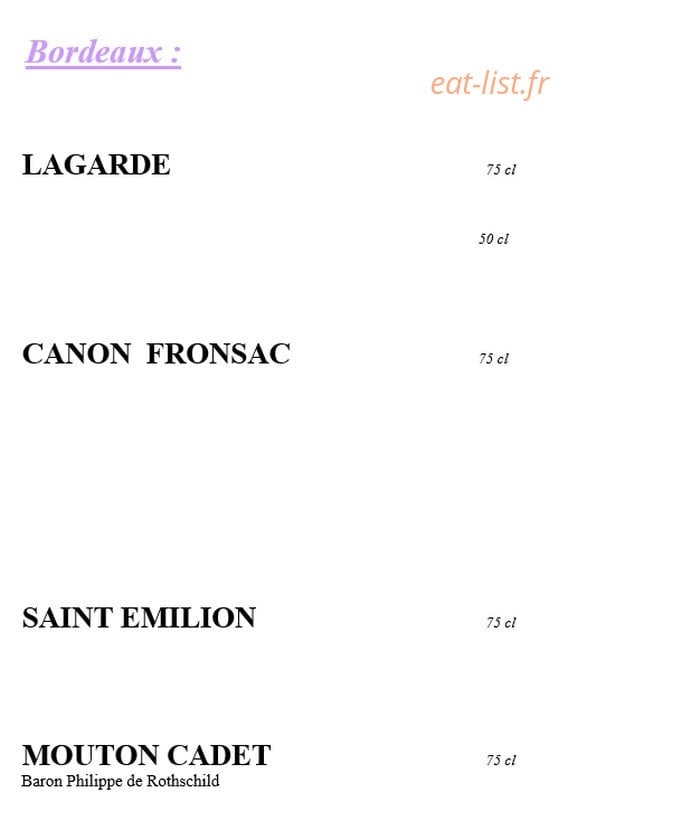Restaurant La Ferme — carte page 14