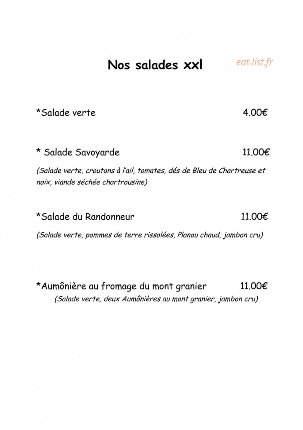 Auberge des Entremonts — carte page 5