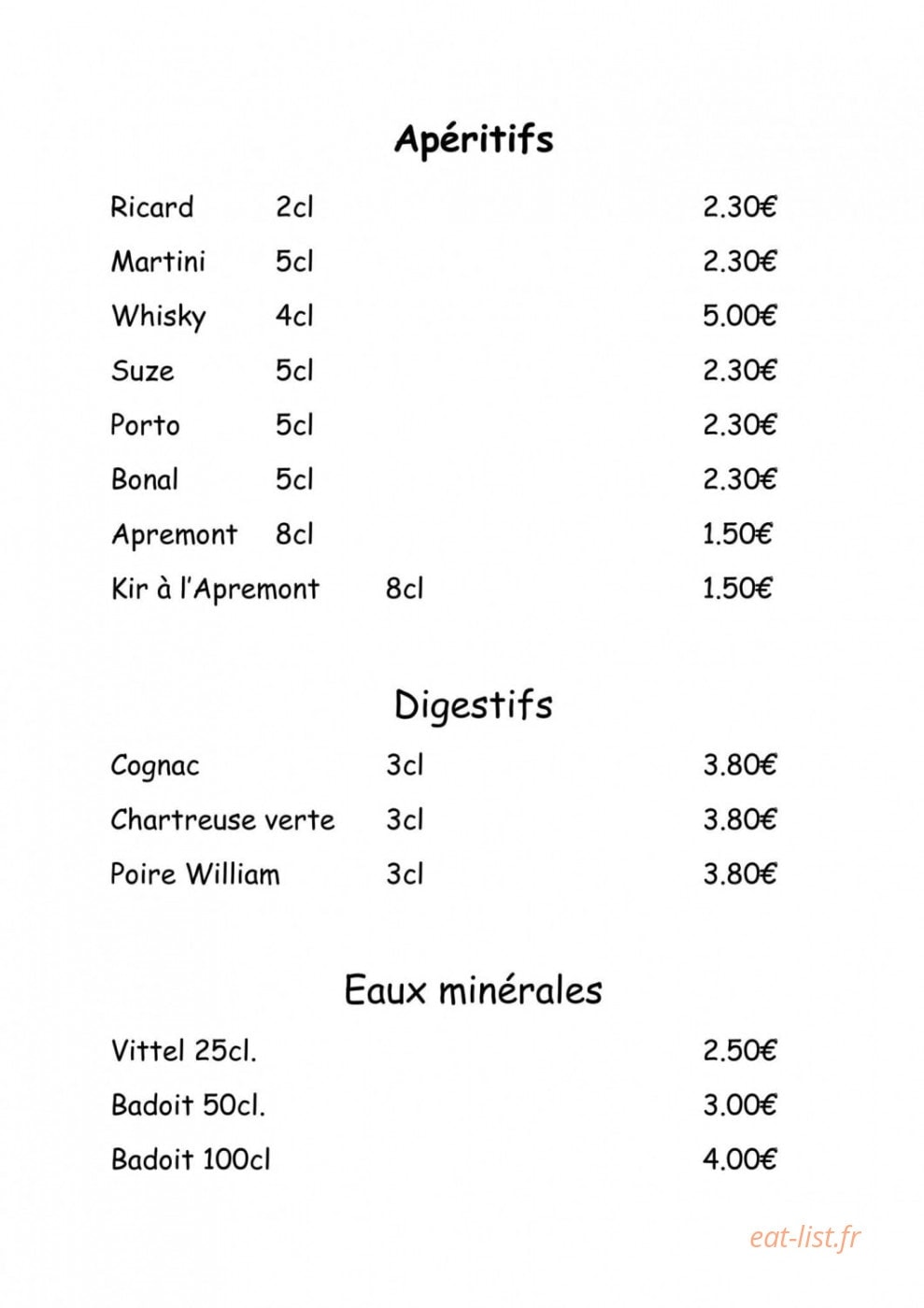 Auberge des Entremonts — carte page 9