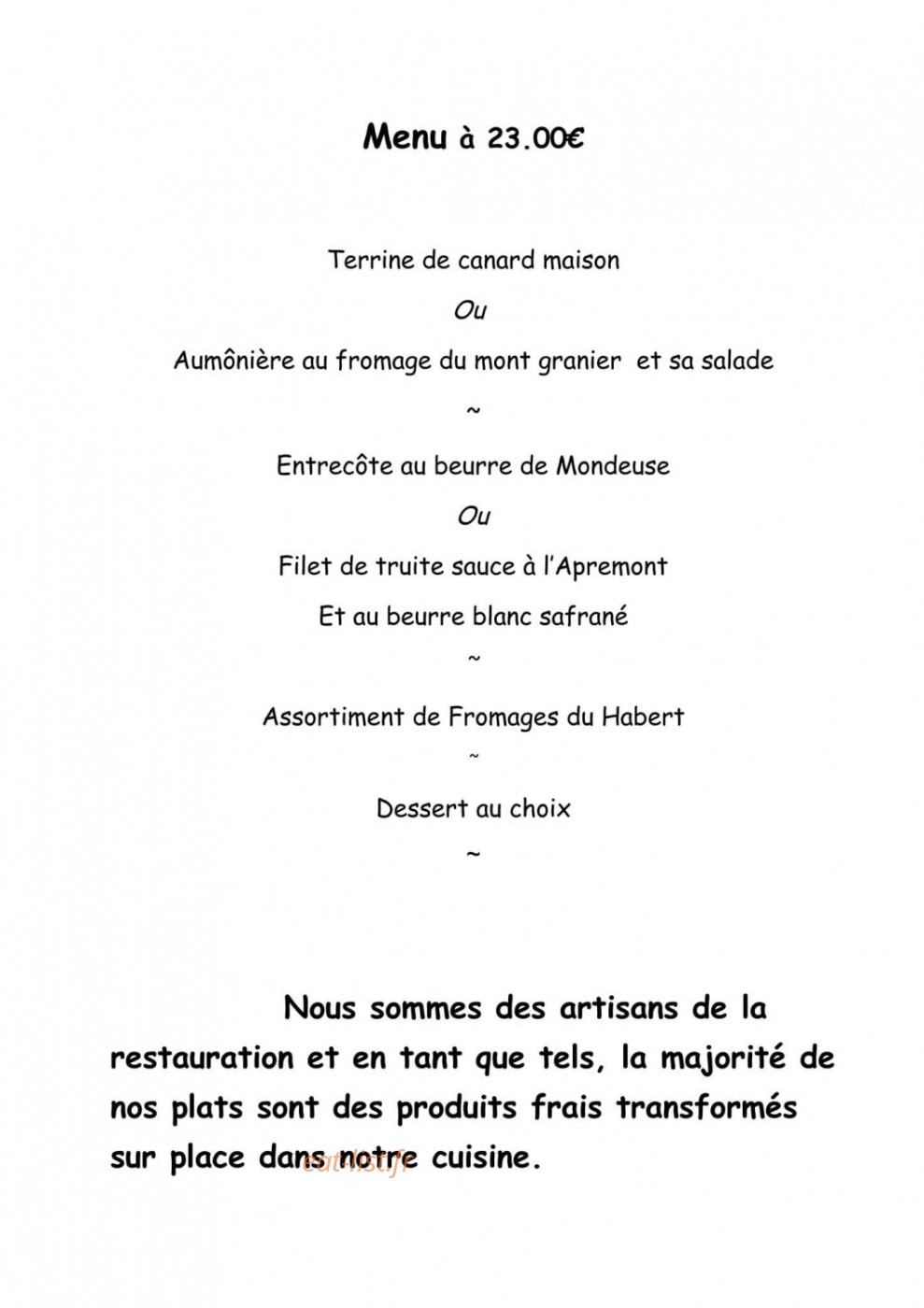 Auberge des Entremonts — carte page 4