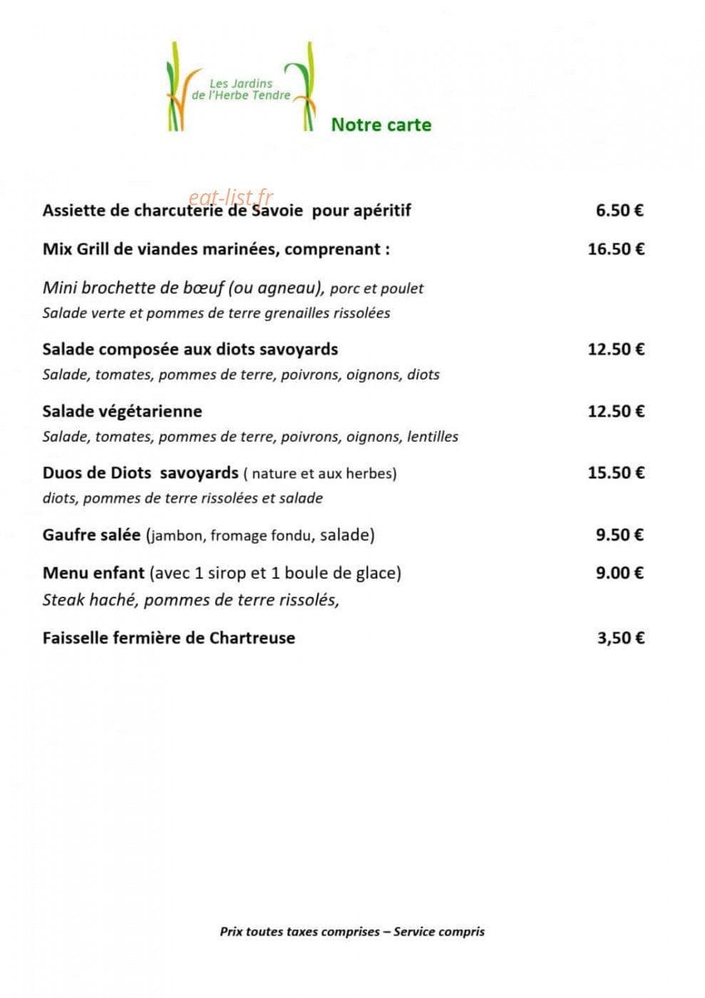Auberge Herbe Tendre — carte page 6