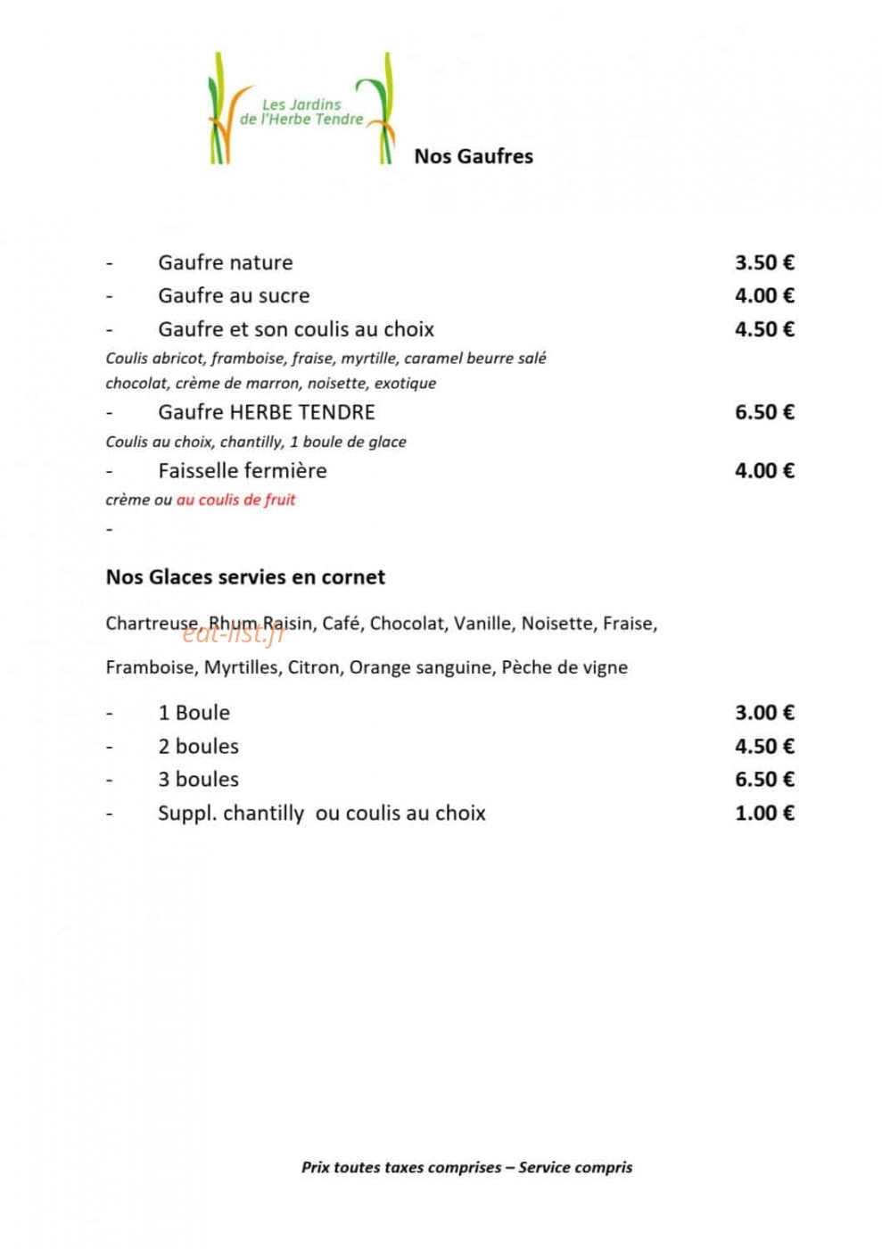 Auberge Herbe Tendre — carte page 7