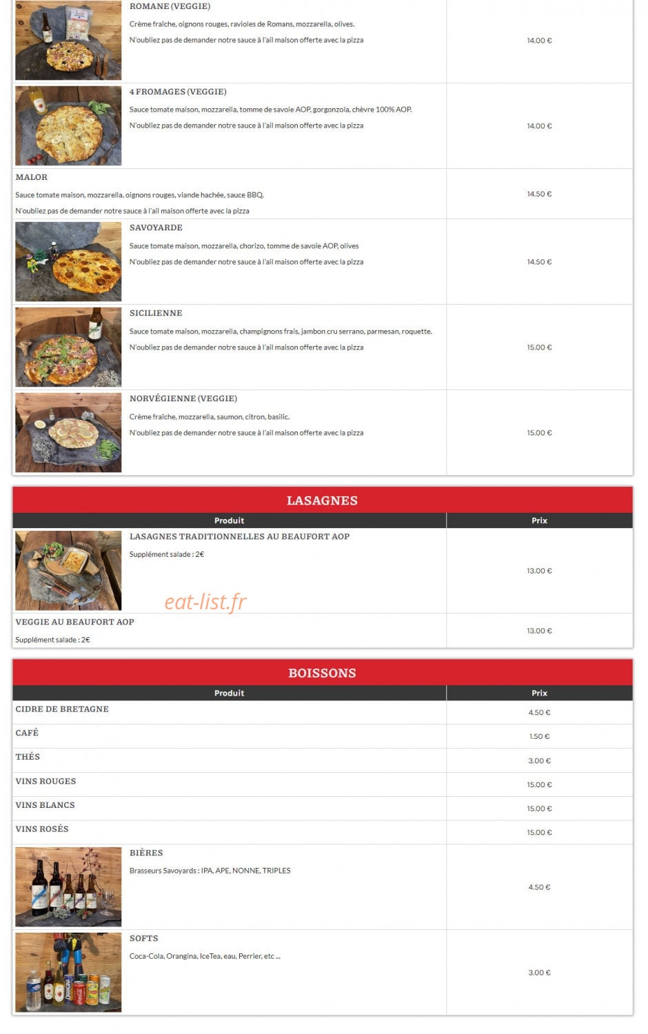 Alpine Saveur — carte page 2