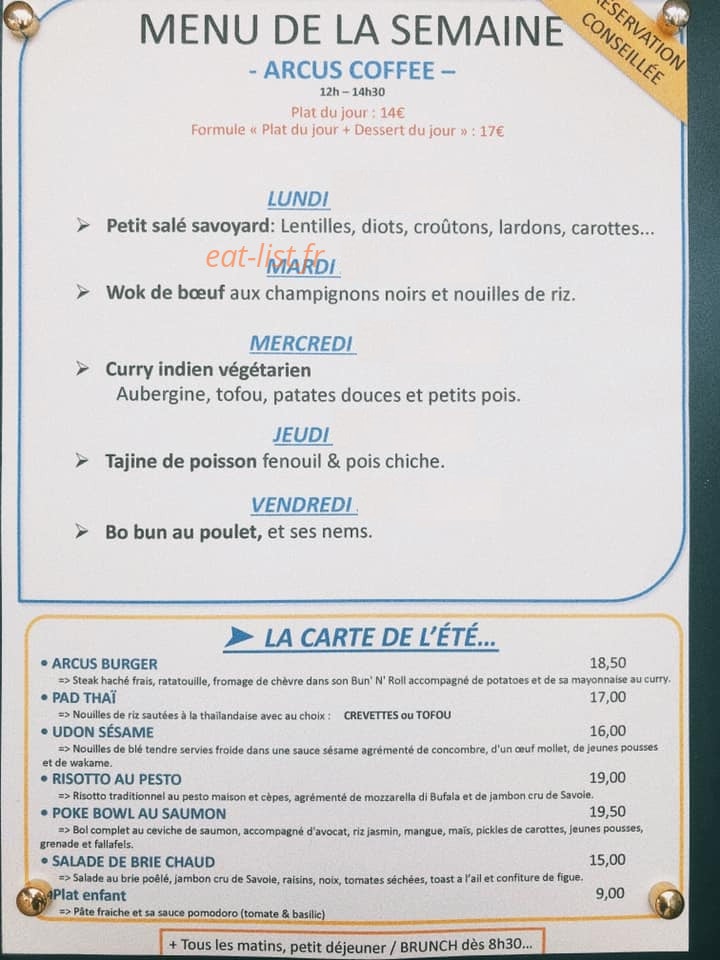 Arcus Coffee — carte page 1